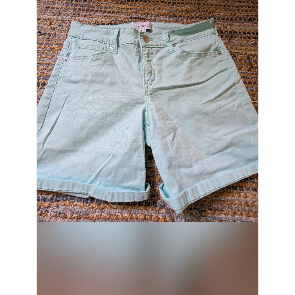Mint Green Bermuda Shorts 8 Pastel Coastal Preppy Summer Stretch - Picture 2 of 10